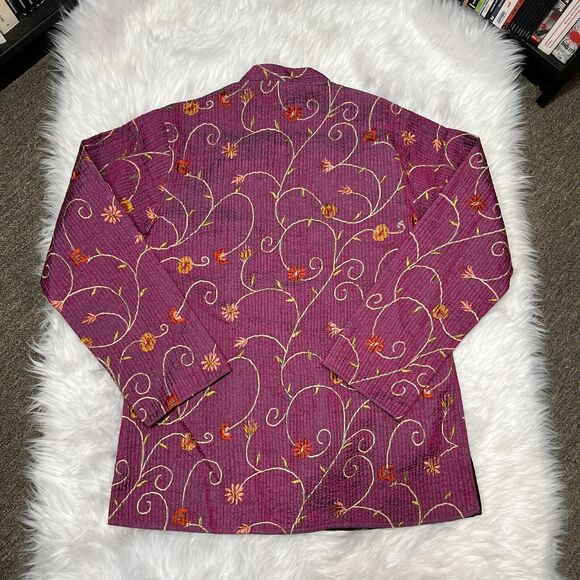 SAM HILU'S CLASSICS REVERSIBLE QUILTED JACKET FLORAL PURPLE / BLACK - Picture 4 of 9